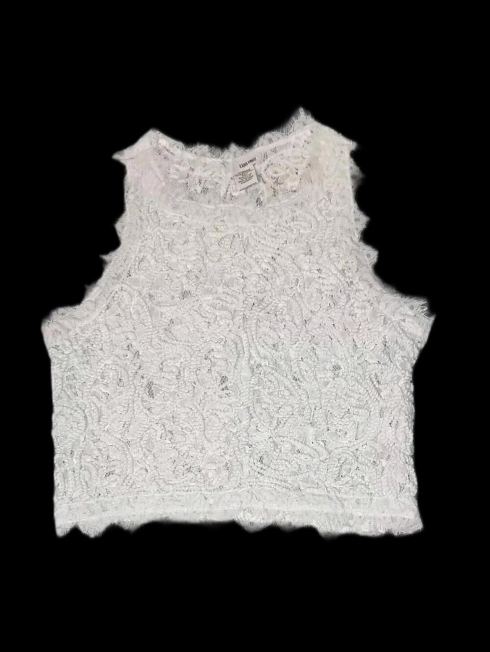 Sans Souci Sleeveless Cropped Lace Camisole Blouse Womens Size Medium White Boho